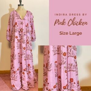 SOLD Pink Chicken Indira Dress Muave Orange Floral Print *Vintage Inspired*